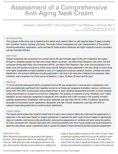 Assessment of a Comprehensive Anti-Aging Neck Cream