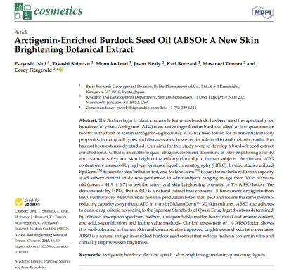 Arctigenin-Enriched Burdock Seed Oil: A New Skin Brightening Botanical Extract - Clinical Paper