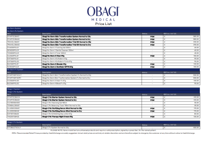 Obagi - Clinic RRP Only - GPB