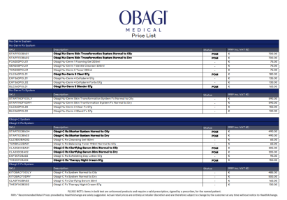 Obagi - Clinic RRP Only - Euro