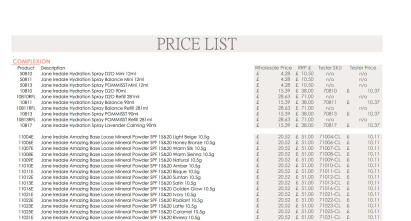 Jane Iredale Wholesale Price List