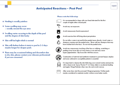 Obagi Blue Peel Post Treatment Care Instructions