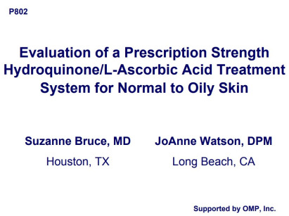 EVALUATION OF A PRESCRIPTON STRENGTH HYDROQUINONE